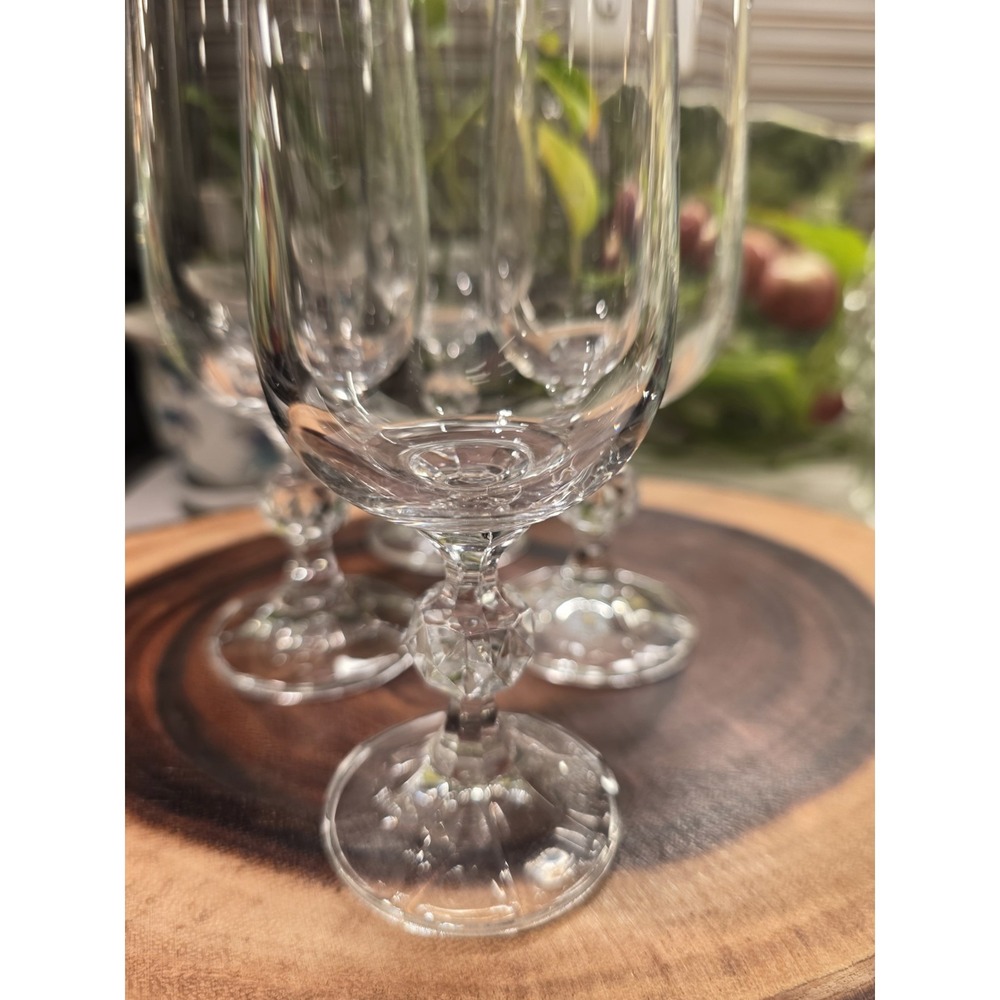 Vintage Set Of 4 Bohemia Diamond Ball Claudia Fine Crystal Champagne Flutes